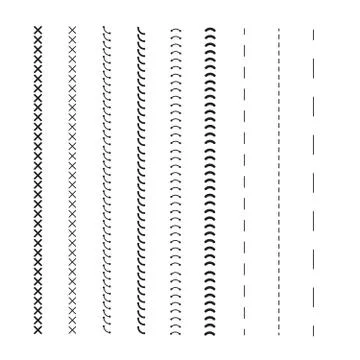 Detail stitched vector patterns. Sewing pattern. Sewing machine stitches zig  Stock Illustration