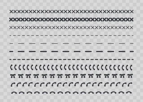 Detail stitched vector patterns. Sewing seams pattern. 스톡 일러스트