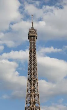 Detail of the summit of the Highest Eiffel Tower Symbol of Paris in France wi Fotos de archivo