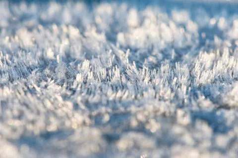 A detail of the textures and patterns of rime frost on a chilly morning Stock Photos