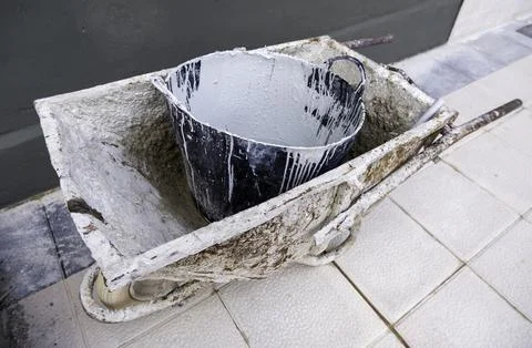 Detail of tools for construction, objects for masonry Foto stock