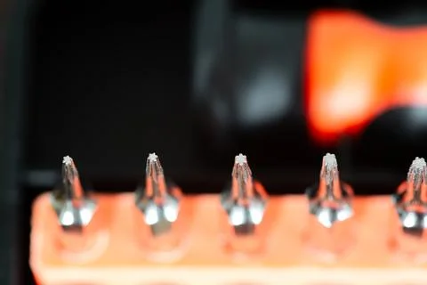 Detail of torx precision screwdriver bits Stockfoto's