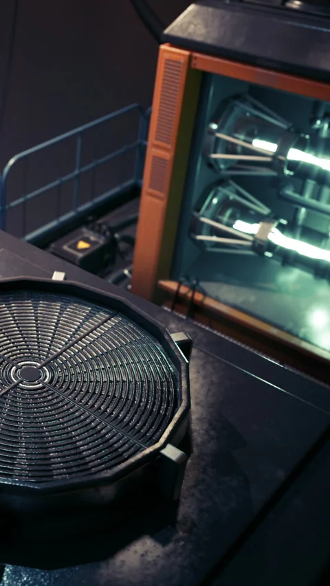 Detail of a turntable setup in a music studio during evening hours Video stock 337899298