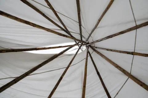 Detail of upper part of teepee interior Stock Photos