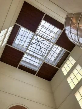 Detail of the upper window in the interior of a building Stock Photos