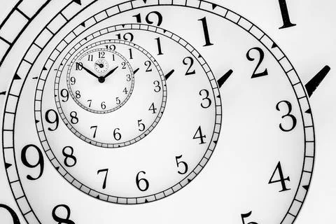 Detail of a used mechanical clock with hypnotic quadrant, very flexible concept Stock Illustration