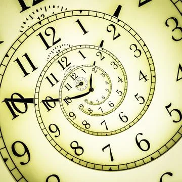 Detail of a used mechanical clock with hypnotic quadrant, very flexible concept Stock Illustration