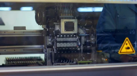 Detail view of Automated machine at work in factory Stock Footage 50304723