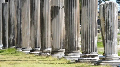 Detail view of historical objects in the ancient city of Asklepion 库存影片 250940890