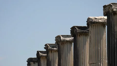 Detail view of historical objects in the ancient city of Asklepion 库存影片 250941133