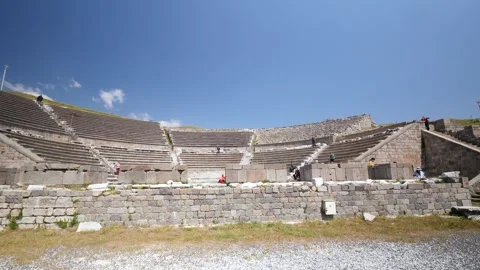 Detail view of historical objects in the ancient city of Asklepion Stock Footage 250941451