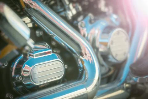 Detail view of motorcycle engine Stock Photos