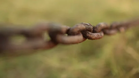 Detail view of a rusty chain Stock Footage 148554109