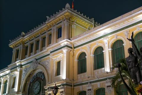 Detail view of Saigon Central Post Office in Ho Chi Minh City, Vietnam. It .. Stock Photos