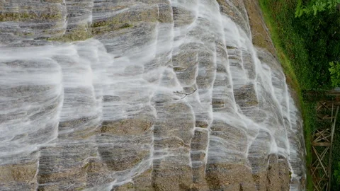Detail view of waterfall in vertical format. Silk effect.Long exposure. Video stock 288985765