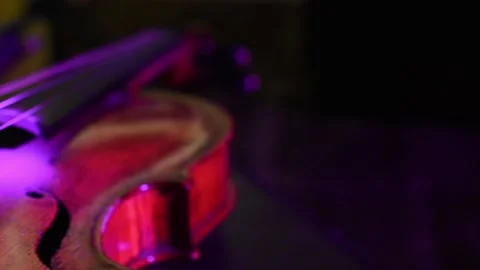 Detail of violin close-up. Slider Camera Movement. Stock Footage 135325980