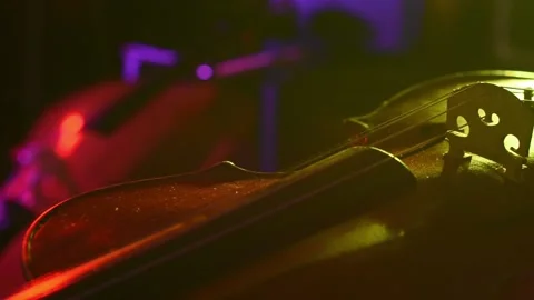 Detail of violin close-up. Slider Camera Movement. Stock Footage 135325982