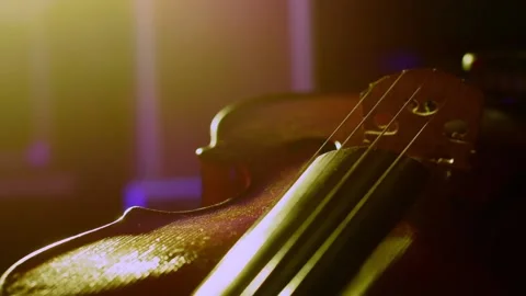 Detail of violin close-up. Slider Camera Movement. Stock Footage 135325983