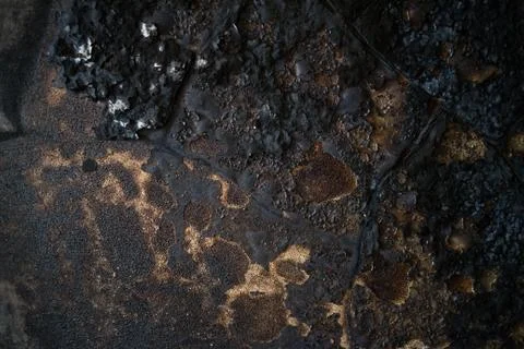 Detail of a wall destroyed by fire Stock Photos