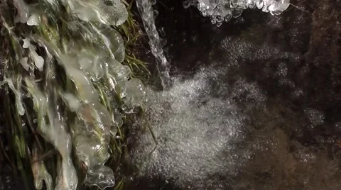 Detail of water spring in winter Stock Footage 47465836