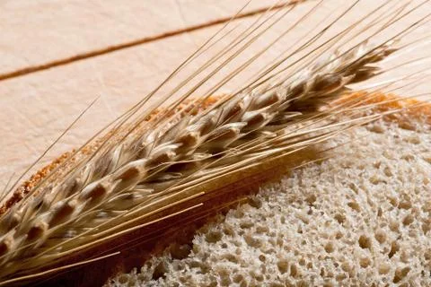 Detail Of Wheat On The Slice Of Bread Stock Photos