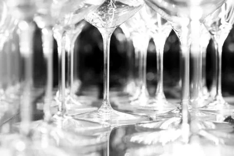 Detail of wine glasses hit by light Stock Photos