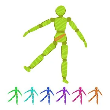 Detail wood man model vector cartoon graphic Stock Illustration