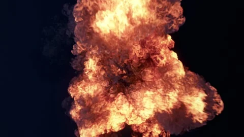 Detailed 3D animation of a large-scale explosion. A bright flash of fire Stock-Footage 331503706