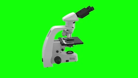 A detailed 3D model of the microscope. Green screen of chroma key. Isolated Stock Footage 287438062