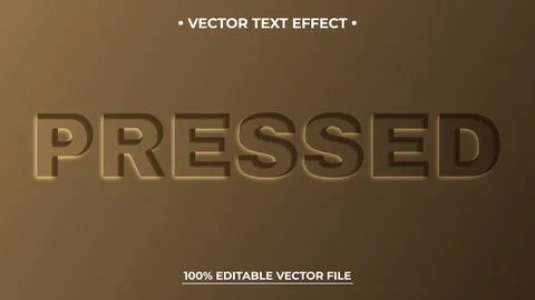 Detailed 3D PRESSED Text Effect with Illuminated Edges on Brown Background. Stock Illustration
