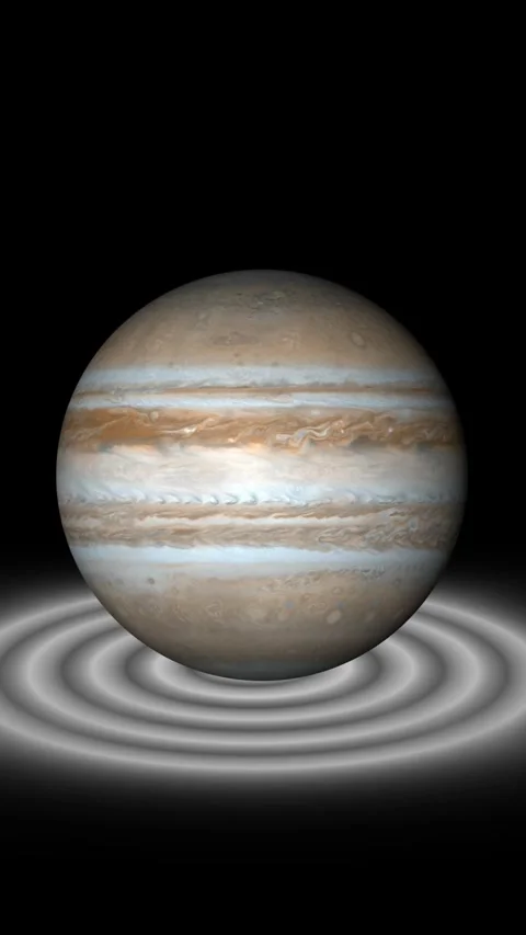 Detailed 3D Render of Jupiter with Swirling Cloud Bands and Subtle Glow pla.. Stock Footage 337463728