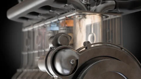 Detailed 3D rendering of car engine's internal combustion cycle in action Stock Footage 324798366