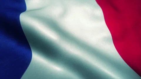 Detailed 3d rendering closeup of the flag of France. Flag has a detailed real Stockillustratie