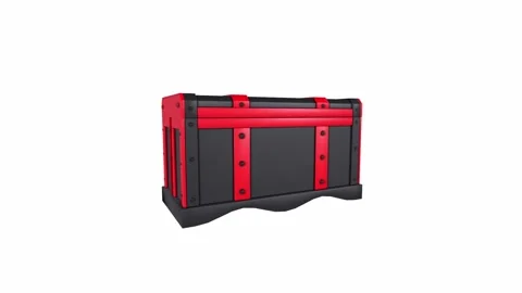 Detailed 3D rendering of a modern storage crate with red accents Stock Footage 286148113