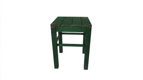 Detailed 3D rendering of a rustic green wooden table in a cozy setting Stock-Footage 284220473