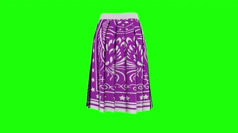 A detailed 3D rendering showcases a purple skirt with unique patterns Stock Footage 285355019