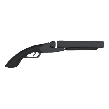 Detailed 3D rendering of a sleek black shotgun with silencer Stock Photos