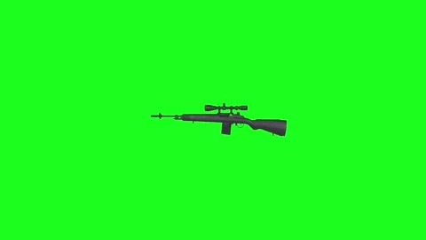 Detailed 3D rendering of a sniper rifle on a green background 스톡 동영상 287986027
