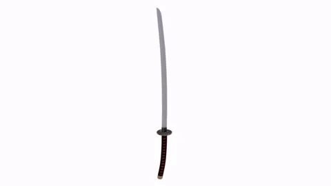 Detailed 3D rendering of a traditional samurai sword showcasing craftsmanship Stock-Footage 297584444