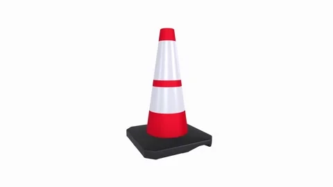 Detailed 3D rendering of a traffic cone on a solid black base Stock-Footage 287882508