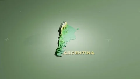 Detailed 3D Terrain and Elevation Map of Argentina Stock Footage 344815910