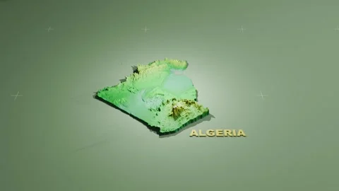 Detailed 3D Terrain and Elevation Map of Algeria Stock Footage 344815915