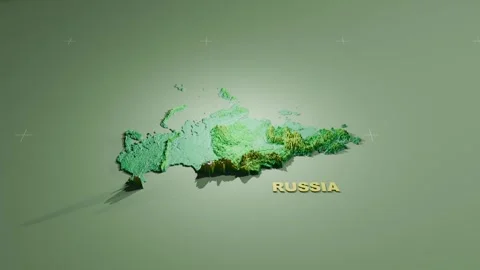Detailed 3D Terrain and Elevation Map of Russia Stock Footage 344817087