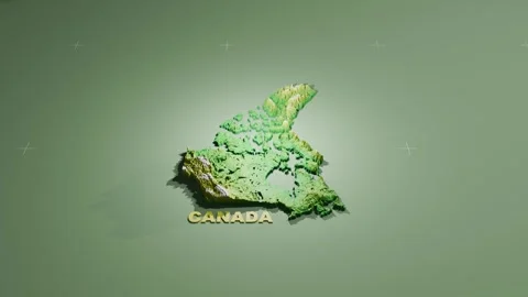 Detailed 3D Terrain and Elevation Map of Canada Stock Footage 344833137