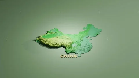 Detailed 3D Terrain and Elevation Map of China Stock Footage 344833145