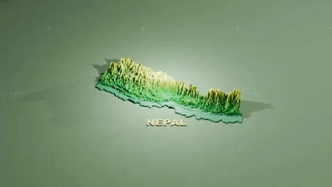 Detailed 3D Terrain and Elevation Map of Nepal Stock Footage 345354151