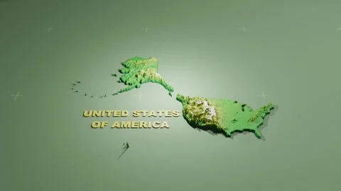 Detailed 3D Terrain and Elevation Map of United States of America Stock Footage 345354154