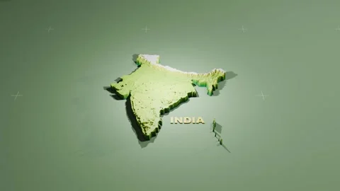 Detailed 3D Terrain and Elevation Map of India Stock Footage 345354159