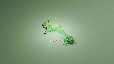 Detailed 3D Terrain and Elevation Map of Laos Stock Footage 346613176