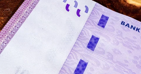 Detailed 4k macro close up capture of 100 malaysian ringgit Stock Footage 131353258